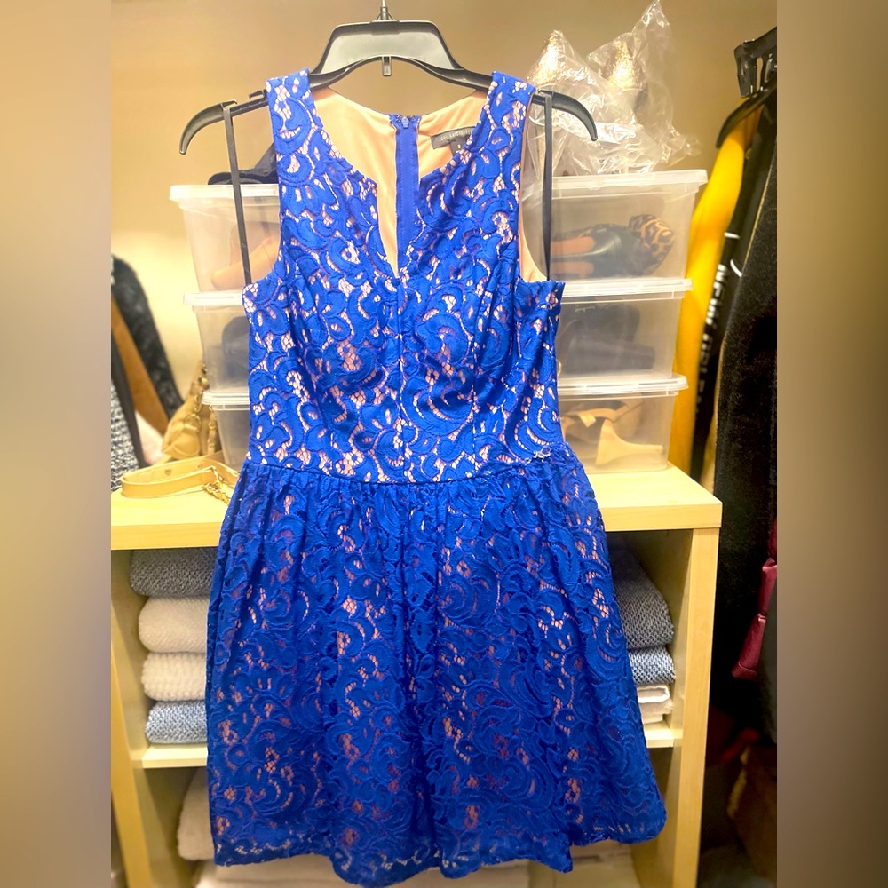 Tan and blue lace dress
Worn once